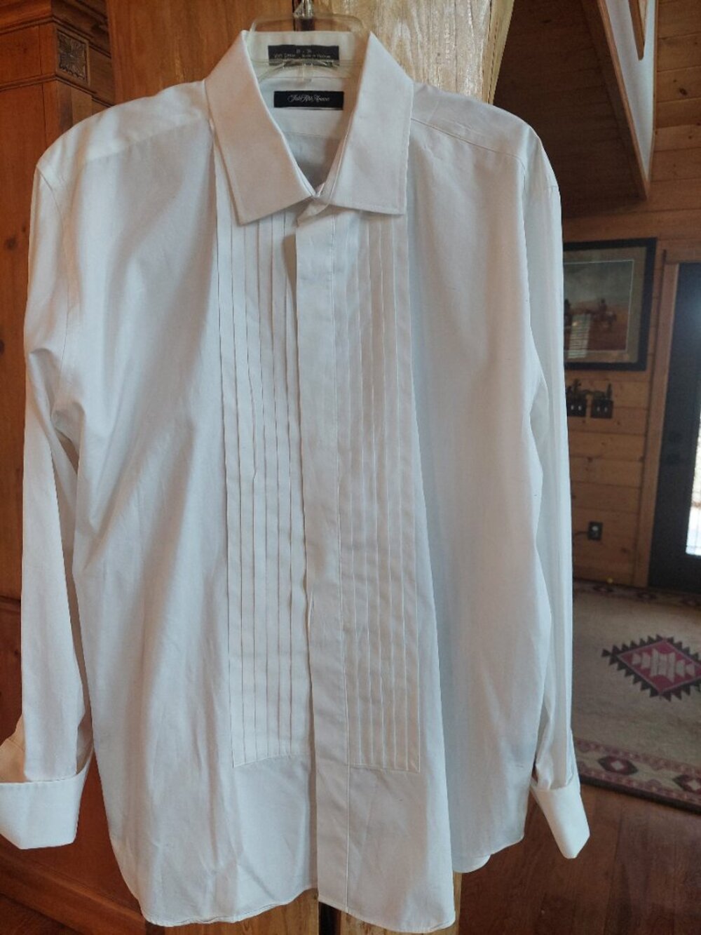 Mens Saks Fifth Avenue Tuxedo Shirt white size 18x34 slim fit
